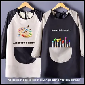 <span class=keywords><strong>Tablier</strong></span> de maternelle en coton à manches longues à la mode Smock d'art pour enfants imperméable avec logo imprimé pour la peinture et le nettoyage - Product Image 5