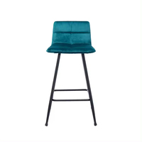 Chaise haute de tabouret de bar de cuisine de velours de bleu marine moderne nordique pour la table de barre