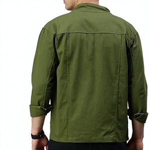 Chaqueta Bomber de Lona Verde Oliva para Hombre, Cuello Mao, Transpirable, Casual, Resistente al Viento, Corte Regular, Estilo Invernal - Product Image 5