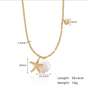 Colliers tendance en acier inoxydable plaqué or 18 carats avec pendentif étoile de mer et coquillage naturel, bijoux raffinés pour femmes - Product Image 3