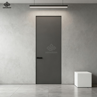 Porte cachée invisible en bois d'aluminium doré satiné Charnière cachée Design d'hôtel de luxe Porte cachée à motif de pierre