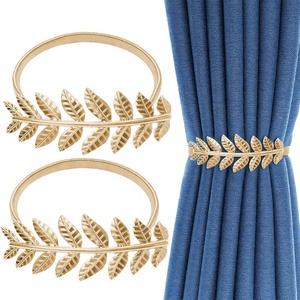 Luxury Home Decor Iron Loop Metal Leaf Design Napkin Ring Wholesale Gold Plated Metal Napkin Rings Leaf Design Dinner Parties - Product Image 1