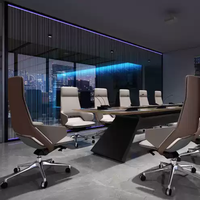 Chaise de bureau de direction de luxe à dossier haut, chaise de patron en cuir véritable avec fonction d'inclinaison
