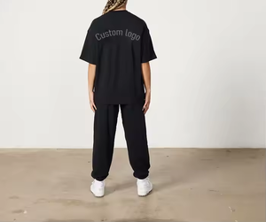 Grosir kaus produsen wanita bercetak silikon besar Kaus katun hitam <span class=keywords><strong>Streetwear</strong></span> polos - Product Image 4