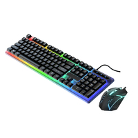 Clavier et souris de jeu filaires 104 touches en promotion, rétroéclairage LED, ensemble clavier et souris de jeu pleine taille pour ordinateur, LED arc-en-ciel