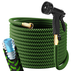 VERTAK Tubo <span class=keywords><strong>da</strong></span> <span class=keywords><strong>Giardino</strong></span> in Acciaio Inox 304 <span class=keywords><strong>da</strong></span> 15 Metri, Tubo per Irrigazione Resistente con Rivestimento in Poliestere 3000D e Ugello a 10 Funzioni Anti-Piega - Product Image 1