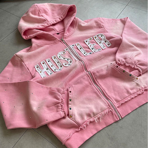 เสื้อฮู้ดโอเวอร์ไซส์ผู้ชาย ผ้าฝ้ายกันน้ำ พิมพ์ลายตัวอักษร สีดำ สีน้ำเงิน มีกระเป๋าเสื้อ - Product Image 1