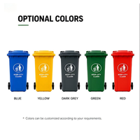 Poubelle extérieure en plastique à couvercle ouvert 360L avec roues, écologique, pour rue, parc, école, centre commercial, collectivité, logo personnalisable