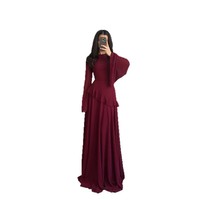 Robe longue maxi évasée à manches volantées Nuosha OEM pour femme, style ethnique et modeste, idéale pour les fêtes