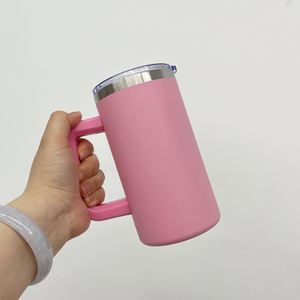 Tasses à café en acier inoxydable de 20 oz avec logo personnalisé, sublimation macaron, avec poignée amovible en plastique - Product Image 2