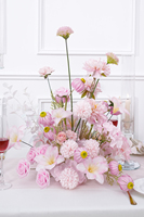 L2631 Bouquet de fleurs artificielles modernes en soie de 19 pouces, pivoines et lys roses, arrangements floraux pour centres de table de mariage, chemins de table et chaises