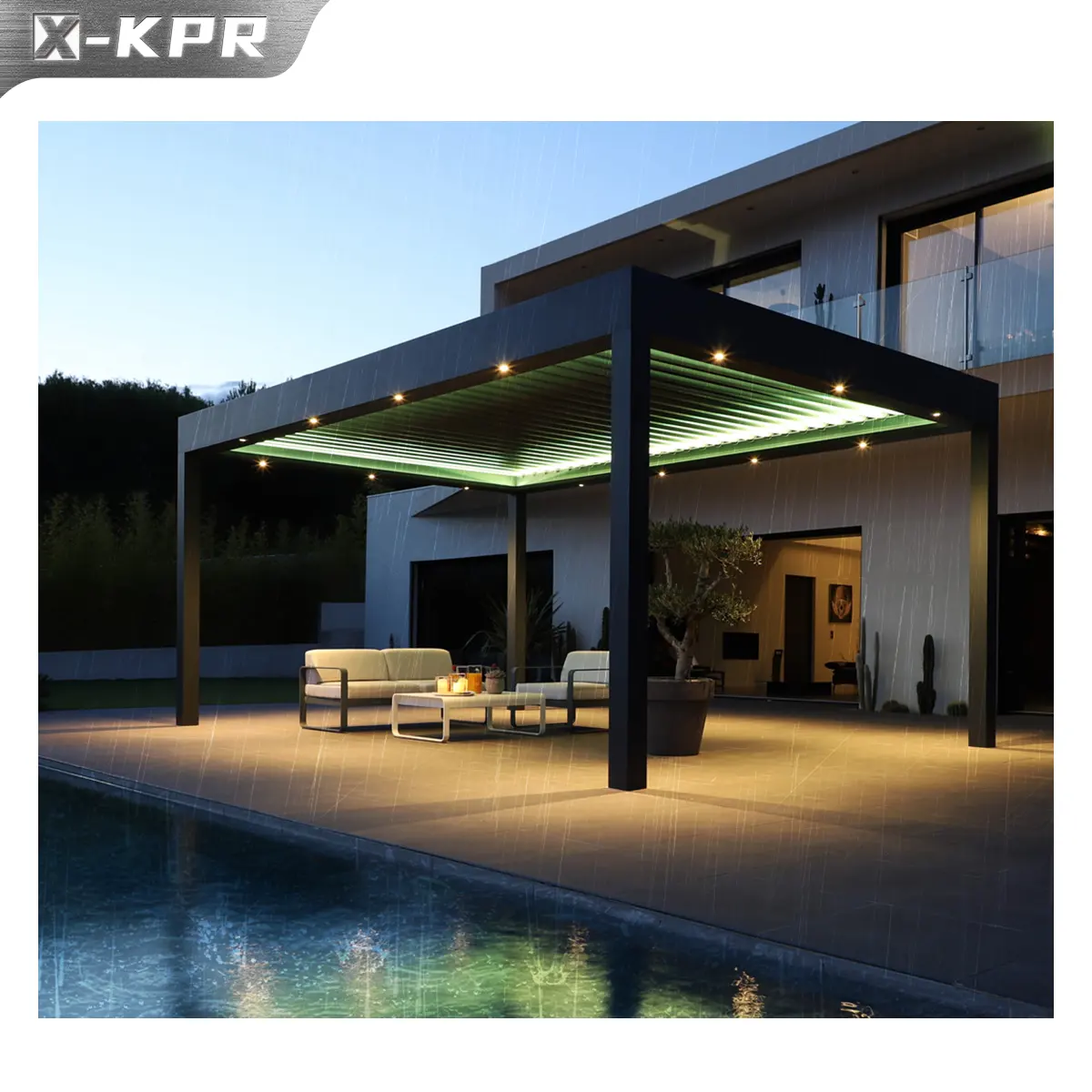 X-KPR卸売業者防水バイオ気候パーゴラOEMアルミニウム屋外自動ルーバーパーゴラ