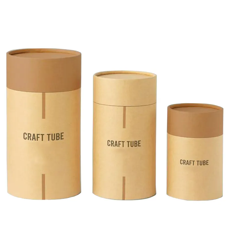 Logo personnalisé rond artisanat cadeau bouteille paquet kraft papier tube cylindrique boîte d'emballage