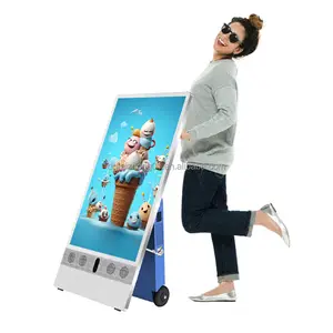 Nueva llegada 32/ 43 pulgadas LCD portátil/Pantallas LED con batería al aire libre resaltar Pantalla de publicidad de señalización digital móvil