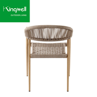 Chaises de salle à manger d'extérieur en aluminium à grain de bois et en corde empilables pour balcon, vente en gros de meubles de bistrot, de café, d'hôtel, de jardin et de restaurant