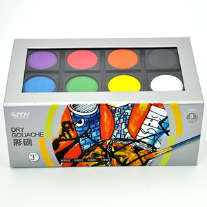 Ensemble de <span class=keywords><strong>peinture</strong></span> à l'eau solubles non toxiques professionnelles Sunny 8 couleurs, boîte de gouache sèche, pour la <span class=keywords><strong>peinture</strong></span> des enfants - Product Image 6