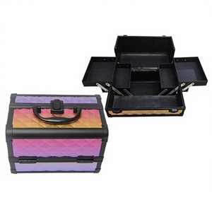 กระเป๋าเครื่องสำอางอะลูมิเนียมแฟชั่นพร้อมส่ง กล่องเก็บเครื่องสำอาง กล่องอุปกรณ์สักลายเพ้นท์เล็บ ช่างเสริมสวย กระเป๋าถือพกพา ทนทาน - Product Image 1