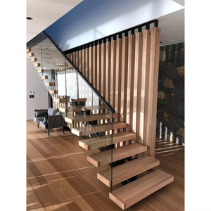 Escaliers intérieurs australiens <span class=keywords><strong>en</strong></span> bois massif hêtre et chêne avec rampes <span class=keywords><strong>en</strong></span> verre pour la maison - Product Image 2