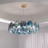 Lustre suspendu de luxe artisanal en verre LED tricolore avec corps blanc pour salon/salle à manger/chambre