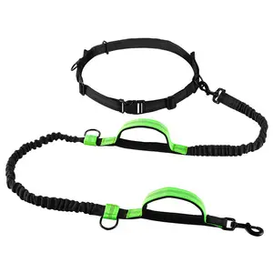 Hot Sale Waistband Hands Free Bungee Dog Leash Dog Lead with Dual Padded Traffic Handles for Running Hiking Jogging