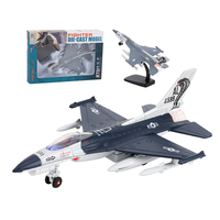 Modèle réduit de chasseur militaire F16 en alliage moulé sous pression, jouet d'avion à rétrofriction avec lumières et musique