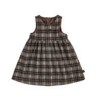 Robe d'hiver pour petite fille YOEHYAUL G64Q3675-1, à carreaux marron, douce, pour enfant de 2 à 8 ans, sans manches, doublée en polaire, avec nœud, OEM ODM