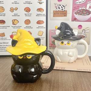 Cat Witch Cup Ceramic Cartoon <b>Mug</b> Halloween Party Drinkware Couple <b>Mugs</b> - Product Image 1