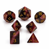 Jeu de dés polyédriques carrés K9 Crystal Cat Eye 7 pièces RPG DND Dungeons and Dragons avec chiffres incrustés d'or et bords tranchants