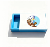 Boîte cadeau coulissante imperméable de qualité supérieure avec personnage de dessin animé, doublure en éponge, imprimé bleu et blanc, emballage recyclable pour enfants