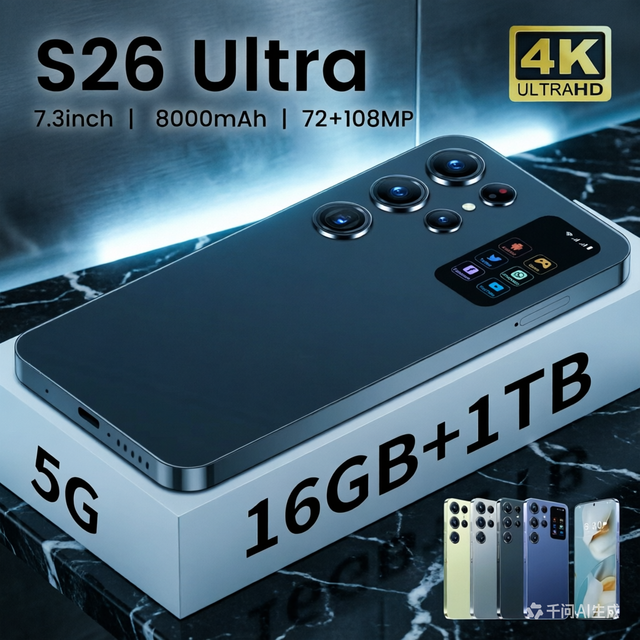 Eye-catching S26 Ultra 7.3-inch Deca Core 16GB RAM 1TB Storage 5G Smartphone English German French Spanish Multi-Language