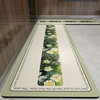 Tapis de couloir long antidérapant personnalisé en boue de diatomée, motifs alphabet, plantes et fleurs, résistant à l'huile et à l'usure, idéal pour couloir et cuisine