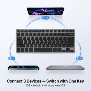 คีย์บอร์ดไร้สาย OEM แบบ Ergonomic สำหรับเดสก์ท็อป โหมดคู่ 2.4G ชาร์จซ้ำได้ เสียงเงียบ - Product Image 5