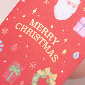 Yeni noel tebrik kartı yüksek kalite kırmızı yeşil altın folyo tebrik kartları zarflar noel için setleri - Product Image 4