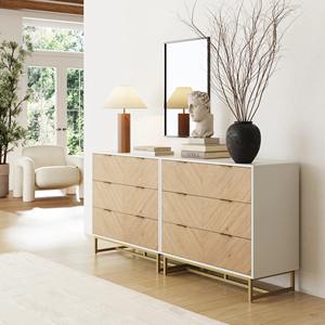 <span class=keywords><strong>Commode</strong></span> à <span class=keywords><strong>6</strong></span> <span class=keywords><strong>tiroirs</strong></span> en placage de bois blanc moderne avec pieds en métal, <span class=keywords><strong>commode</strong></span> de rangement pour chambre à coucher - Product Image 4
