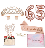 Nicro nouveau Design or Rose thème fête décoration ensembles couronne ceinture gâteau Topper avec boîte d'emballage joyeux anniversaire feuille ballon