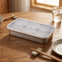 Boîte de conservation alimentaire hermétique en acier inoxydable avec couvercle, organisateur de collations pour réfrigérateur domestique