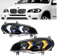 Projecteurs LED laser bicolores pour BMW X6 E71 2007-2013, feux de jour blancs et jaunes, pièces de rechange pour phares avant