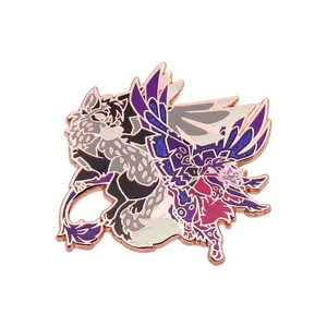 Manufacturer Design Custom Metal Enamel Pin Anime Animal Glitter Badge Hat Clothes Enamel Lapel Pin Holder