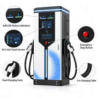 Station de recharge rapide pour véhicules électriques DC, CCS2, CCS1, GB/T, CE, CB, RETIE, OCPP, 60-180 kW, double connecteur, chargeur commercial à montage au sol
