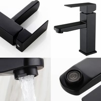 Robinet de lavabo noir en acier inoxydable 304, monocommande eau chaude/froide, le plus vendu