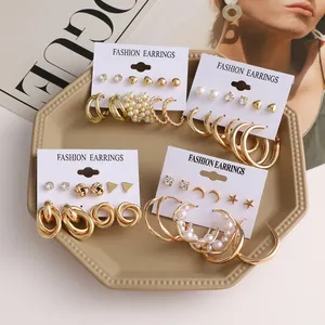 KISSWIFE geometrico oro perla grande cerchio cuore orecchini a farfalla Set di orecchini pendenti in resina Punk da donna