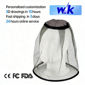 Cappello con Zanzariera Pieghevole in Tessuto a Rete Cristallina per Campeggio all'Aperto, Ecologico, 100% Poliestere, Anti-Insetti, Alta Qualità - Product Image 1