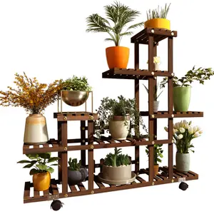 סיטונאי עציץ Stand לסלון מרפסת מקורה חיצוני עץ צמח מייצג צמחים מרובים מדף