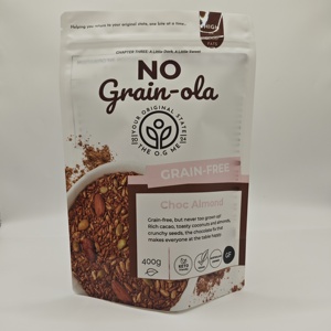 Sachet refermable personnalisé pour noix et amandes, avec fermeture éclair, qualité alimentaire, pour 400g de chocolat et d'amandes - Product Image 1