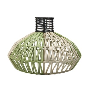 Abat-jour suspendu en rotin plastique tissé à la main, forme cloche, 30.5cm, gris vert noir, éclairage intérieur pour salon, décoratif - Product Image 3