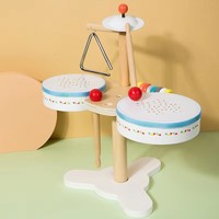 Children's Educational Wooden Multi-functional Music Stage Drum Kit Percussion Instrument for 2-4 Years Old Musical Sense