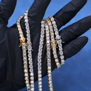 <span class=keywords><strong>Collana</strong></span> Tennis e Bracciale VVS Iced Out in Argento Sterling 925, Gioielli Raffinati con Diamanti, Stile Hip Hop, <span class=keywords><strong>Collana</strong></span> da <span class=keywords><strong>Uomo</strong></span> - Product Image 6