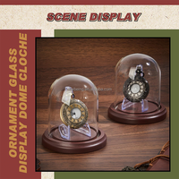 Paquete Reloj de bolsillo Cúpula de exhibición de vidrio Adorno transparente Cúpula de exhibición de campana de vidrio decorativa con soporte de exhibición de acrílico