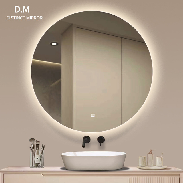 Modern Anti-Fog LED Illuminated Wall-Mounted Smart Washroom Round Mirror Bathroom Design with Light Mirror Shape