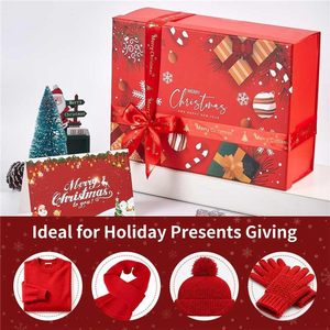 Boîte cadeau de Noël avec couvercle, ruban, boîte en carton rigide pliable, emballage de Noël pour cadeaux et artisanat - Product Image 5